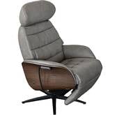 Komflex Zero Gravity Recliner in Light Grey Top Grain Leather & Pine